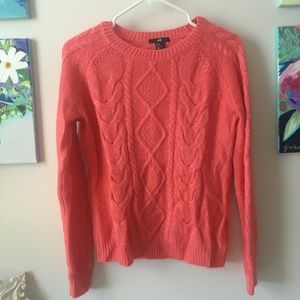 Peach pink cable sweater